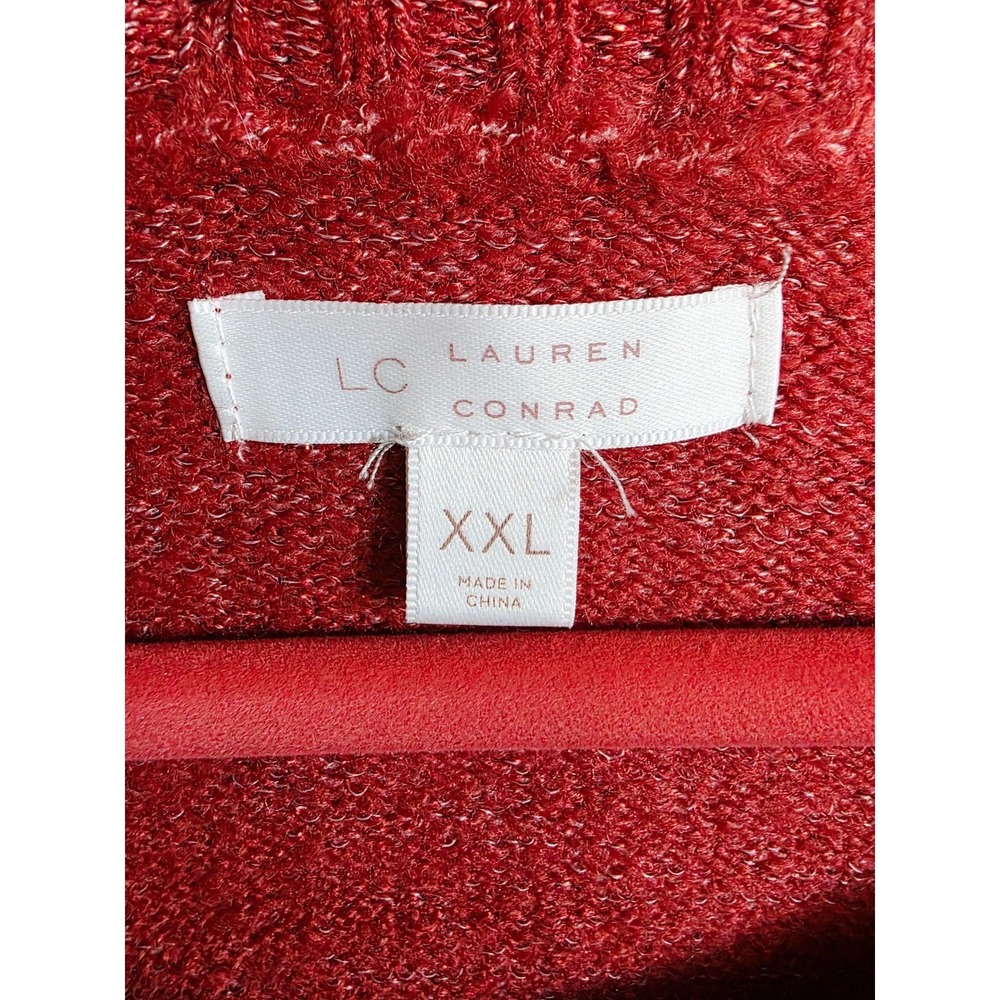 LC Lauren Conrad XXL Penguin Sequin Christmas Sweater Red Metallic - Picture 5 of 14